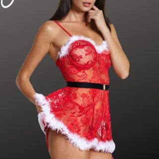 YesX YX7875 Christmas Sexy Floral Babydoll