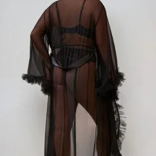 YesX YX735Q Sexy Mesh Ruffled Long Robe